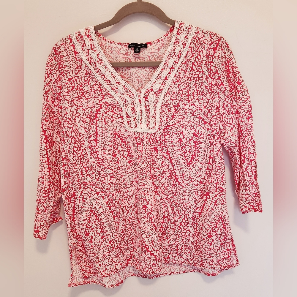 🩷Willi Smith Sz Small Embroidered Detail Top